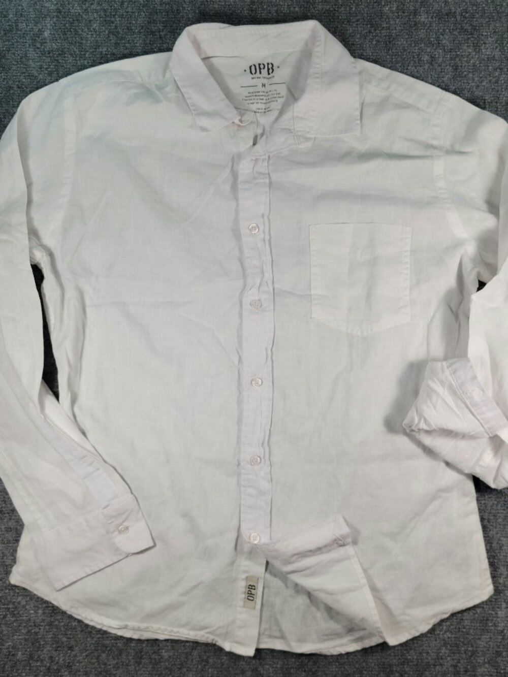 OPB Original Paperbacks Men's White Shirt Linen Cotton Mix
